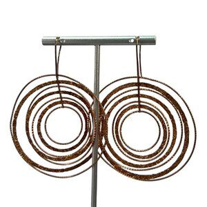 Italian‎ JCK 925 10K Vermeil Etched Floral Hoop Earrings 3″ Statement Boho Chic